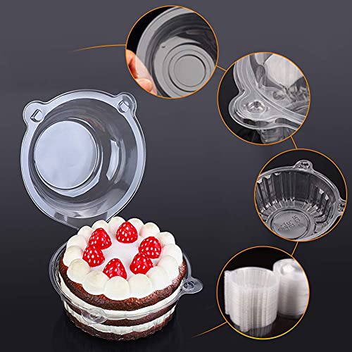 400 Cupcake Containers Plastic Disposable - Plastic Individual Cupcake Holders Single Clear Cupcake Case Boxes Stackable Muffin Pods High Dome with Lids for Parties Cake Muffin Fruit