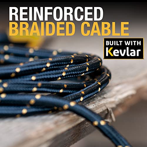 DEWALT Lightning to USB Cable — Reinforced Braided Cable for Lightning — Charger Cord Compatible With iPhone — Apple Compatible Charging Cable — 6 ft