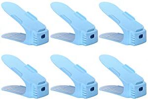 KQGO Shoe Slots Space Saver, Stackable Shoe Slot Organizer Space Saver, Easy Shoe Organizer, Shoe Storage, Blue Pack of 10