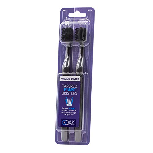 Ooak Toothbrush, Tapered V++Arc Soft Bristles Standard Brush Head 2 Pack - Black