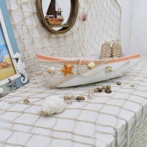 WHY Decor White Wooden Boat Tray Decor Decorative Nautical Boat Ornament Decor Wood Boat Tray Decorations Beach Theme Bathroom Decor Boats Shelf Decor 17 Inch