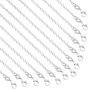 sannix 50 pack silver plated necklace chains bulk, cable chain pack for jewelry making, 18 inches