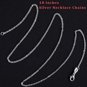 SANNIX 50 Pack Silver Plated Necklace Chains Bulk, Cable Chain Pack for Jewelry Making, 18 Inches