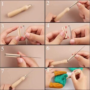 IMZAY Needle Felting Tools, Wool Felting Supplies, Needle Felting Kit with 60 Pcs Needles Felting Needles, Foam Mat, Wooden Handle, Scissors, Perfect for DIY Felting Wool Projects