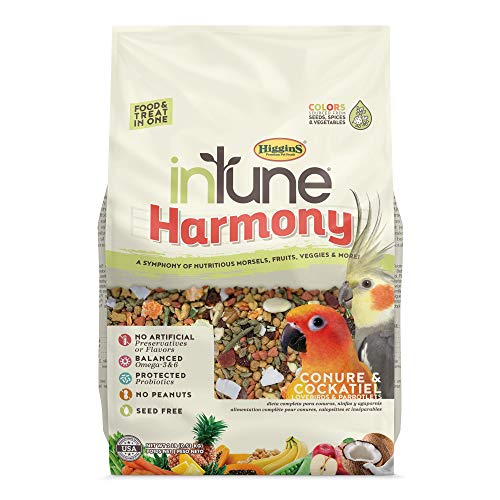 Intune Harmony Conure, Cockatiel, Lovebird and Parrot Food 2Lb, Multicolor (038219)