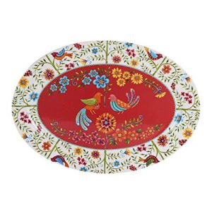 bico red spring bird ceramic 16 inch oval platter, microwave & dishwasher safe