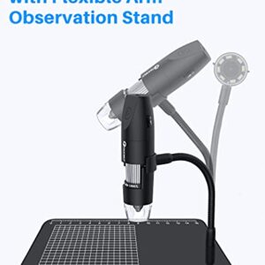 Wireless Digital Microscope Handheld USB HD Inspection Camera 50x-1000x Magnification with Flexible Stand Compatible with iPhone, iPad, Samsung Galaxy, Android, Mac, Windows Computer (Black)