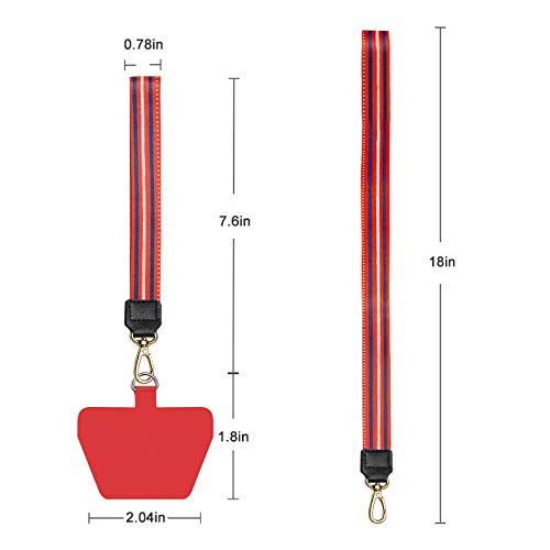 COCASES Phone Lanyard, Phone Lanyard and Wrist Lanyard Set Neck Straps for ID Badge, Compatible for all mobile phones (Red)