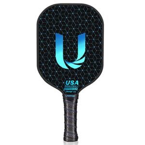 semi rough texture surface spin control – usapa approved pickleball paddle lightweight graphite polypropylene honeycomb racquet non-slip cushion comfort contour grip racket by uteeqe
