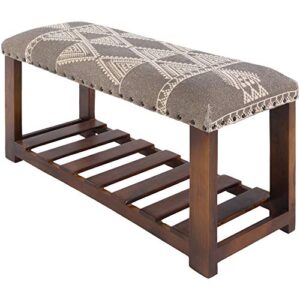 artistic weavers amaia global bohemian upholstered bench, 16" h x 34" w x 12" d, medium grey