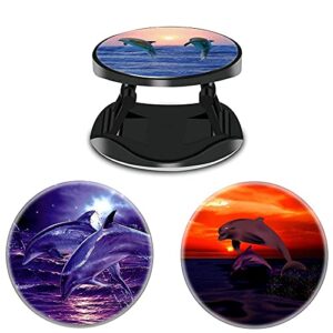 (3 Pack) Cell Phone Holder Dolphin Sunrise Ocean Wave Sunset Expanding Grip Stand Finger Kickstand for Smartphone and Tablets