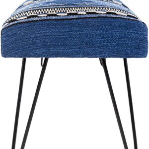 Artistic Weavers Questa Southwestern Hairpin Upholstered Bench, 18" x 48" x 16", Blue