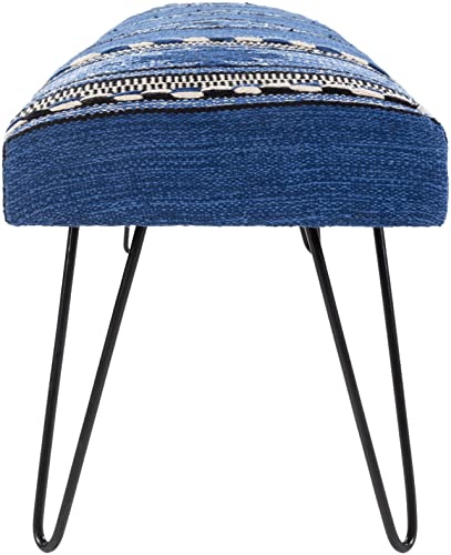 Artistic Weavers Questa Southwestern Hairpin Upholstered Bench, 18" x 48" x 16", Blue