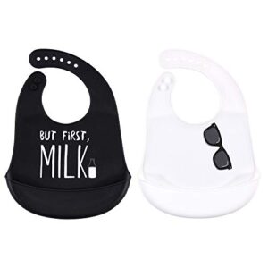 little treasure unisex baby silicone bibs, but first milk, one size