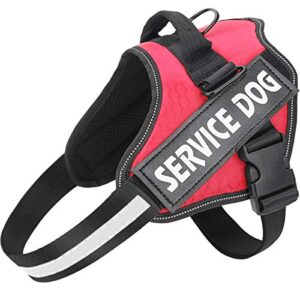 mumupet service dog harness, no pull easy on and off pet vest harness, 3m reflective breathable & easy adjust pet halters with nylon handle - no more tugging or choking for small medium large dogs