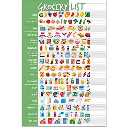 Visual Grocery List Magnet Pad for Fridge - Icon Shopping List Magnetic Pad for Refrigerator - 6 x 9 inches - 50 Tear-Off Sheets - Weekly Planner Memo Notepad for Meal Planning, Menu, Food & Groceries