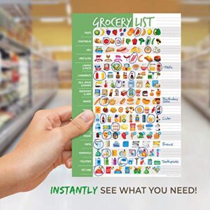 Visual Grocery List Magnet Pad for Fridge - Icon Shopping List Magnetic Pad for Refrigerator - 6 x 9 inches - 50 Tear-Off Sheets - Weekly Planner Memo Notepad for Meal Planning, Menu, Food & Groceries