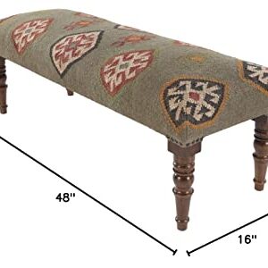 Artistic Weavers Sandoval Global Jute Upholstered Bench, 18" H x 48" W x 16" D, Dark Green