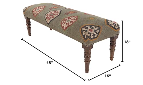 Artistic Weavers Sandoval Global Jute Upholstered Bench, 18" H x 48" W x 16" D, Dark Green