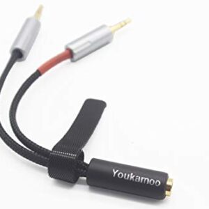 Youkamoo 2 x 3.5mm Male to 4.4mm Female Balanced 4 Pole 8 Core Silver Plated Headphone Earphone Audio Adapter Cable New in Box for PHA-3 3.5mm x 2 to 4.4mm