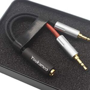 Youkamoo 2 x 3.5mm Male to 4.4mm Female Balanced 4 Pole 8 Core Silver Plated Headphone Earphone Audio Adapter Cable New in Box for PHA-3 3.5mm x 2 to 4.4mm