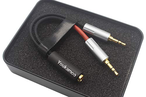Youkamoo 2 x 3.5mm Male to 4.4mm Female Balanced 4 Pole 8 Core Silver Plated Headphone Earphone Audio Adapter Cable New in Box for PHA-3 3.5mm x 2 to 4.4mm