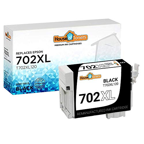 Houseoftoners Remanufactured Ink Cartridge Replacement for Epson 702 XL 702XL T702XL120 for Epson Workforce Pro WF-3720 WF-3730 WF-3733 Printers (Black)