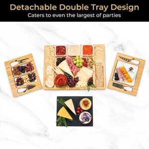 SMIRLY Bamboo Cheese Board and Knife Set: Extra Large Charcuterie Board Set & Accessories, Unique House Warming Gifts, New Home, Anniversary Wedding Gifts for Couple, Bridal Shower Gift for Women