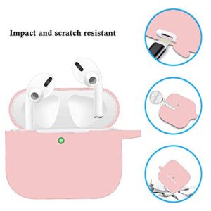 Protective Case Cover for Airpods Pro Charging Case, Upgraded Air Pods Silicone Case Skin Newest with Soft Cute Ball Pom Pom Keychain Kit (A, Pink)