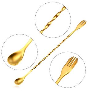 8 pieces Cocktail Spoon Stirring Bar Mixing Long Spoon Stainless Steel Spiral Pattern Cocktail Stirrers spoons, 10 Inch,8 Colors