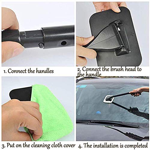 STEVE YIWU Car Window Cleaner, Windshield Cleaning Tool Auto Glass Cleaner Wiper Cars Interior Exterior Window Glass Cleaning Tool, Come with 4 Pads Washer Towel and 30ml Spray Bottle, Use Wet or Dry