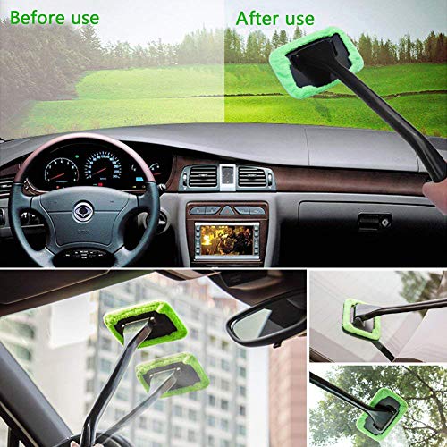 STEVE YIWU Car Window Cleaner, Windshield Cleaning Tool Auto Glass Cleaner Wiper Cars Interior Exterior Window Glass Cleaning Tool, Come with 4 Pads Washer Towel and 30ml Spray Bottle, Use Wet or Dry