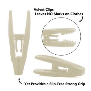 Closet Accessories, Velvet Clips, 10 Pack Durable Non- Breaking Material, Matching Hangers of Our Brand and Your existing Velvet Hanger, Suitable to Hang Many Types of Clothes. (Ivory)