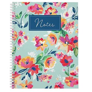 softcover festive floral 8.5" x 11" spiral notebook/journal, 120 college ruled pages, durable gloss laminated cover, white wire-o spiral. made in the usa