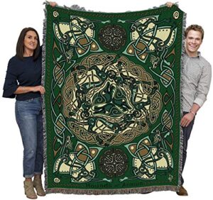 pure country weavers celtic hounds blanket by jen delyth - gift tapestry throw woven from cotton - made in the usa (72x54)