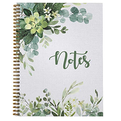 Softcover Abundant Greenery 8.5" x 11" Spiral Notebook/Journal, 120 College Ruled Pages, Durable Gloss Laminated Cover, Gold Wire-o Spiral. Made in the USA