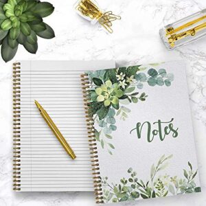 Softcover Abundant Greenery 8.5" x 11" Spiral Notebook/Journal, 120 College Ruled Pages, Durable Gloss Laminated Cover, Gold Wire-o Spiral. Made in the USA