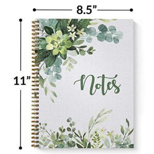 Softcover Abundant Greenery 8.5" x 11" Spiral Notebook/Journal, 120 College Ruled Pages, Durable Gloss Laminated Cover, Gold Wire-o Spiral. Made in the USA