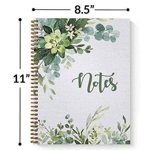 Softcover Abundant Greenery 8.5" x 11" Spiral Notebook/Journal, 120 College Ruled Pages, Durable Gloss Laminated Cover, Gold Wire-o Spiral. Made in the USA