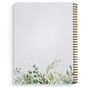 Softcover Abundant Greenery 8.5" x 11" Spiral Notebook/Journal, 120 College Ruled Pages, Durable Gloss Laminated Cover, Gold Wire-o Spiral. Made in the USA