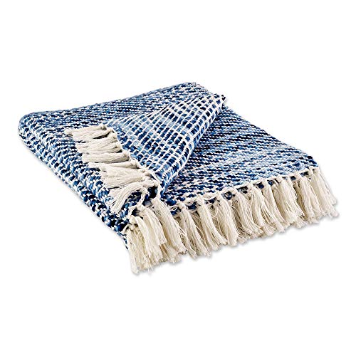 DII Blue Tone Diagonal Stripe Acrylic Throw