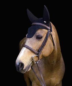 plughz horse sound off 2 ear net, soundless bonnet, black, pony/cob size