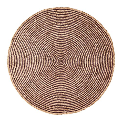 SUPERIOR Braided Jute 4' Round Round Indoor Area Rug, Purple