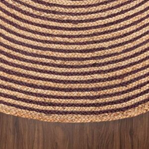 SUPERIOR Braided Jute 4' Round Round Indoor Area Rug, Purple