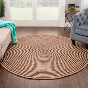 SUPERIOR Braided Jute 4' Round Round Indoor Area Rug, Purple