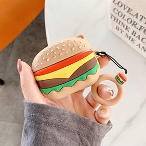 Coralogo Case for Airpods Pro 2019/Pro 2 Gen 2022 Cute, 3D Unique Character Soft Silicone Cartoon Airpod Skin Funny Fun Cool Keychain Design Kids Teens Girls Boys Cover Cases Air pods Pro (Hamburger)