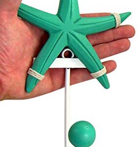 Blue and Teal Wooden Starfish Wall Hooks, Set of 2, 10 1/2 Inch