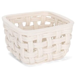 demdaco woven fruit glossy white 5 x 3 ceramic stoneware open home storage basket