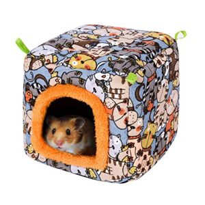 tfwadmx warm guinea pig hamster bed hedgehog hut plush house winter nest hanging hammock hideaway cave cage for small animal rat sugar glider chinchilla