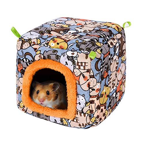 Tfwadmx Warm Guinea Pig Hamster Bed Hedgehog Hut Plush House Winter Nest Hanging Hammock Hideaway Cave Cage for Small Animal Rat Sugar Glider Chinchilla